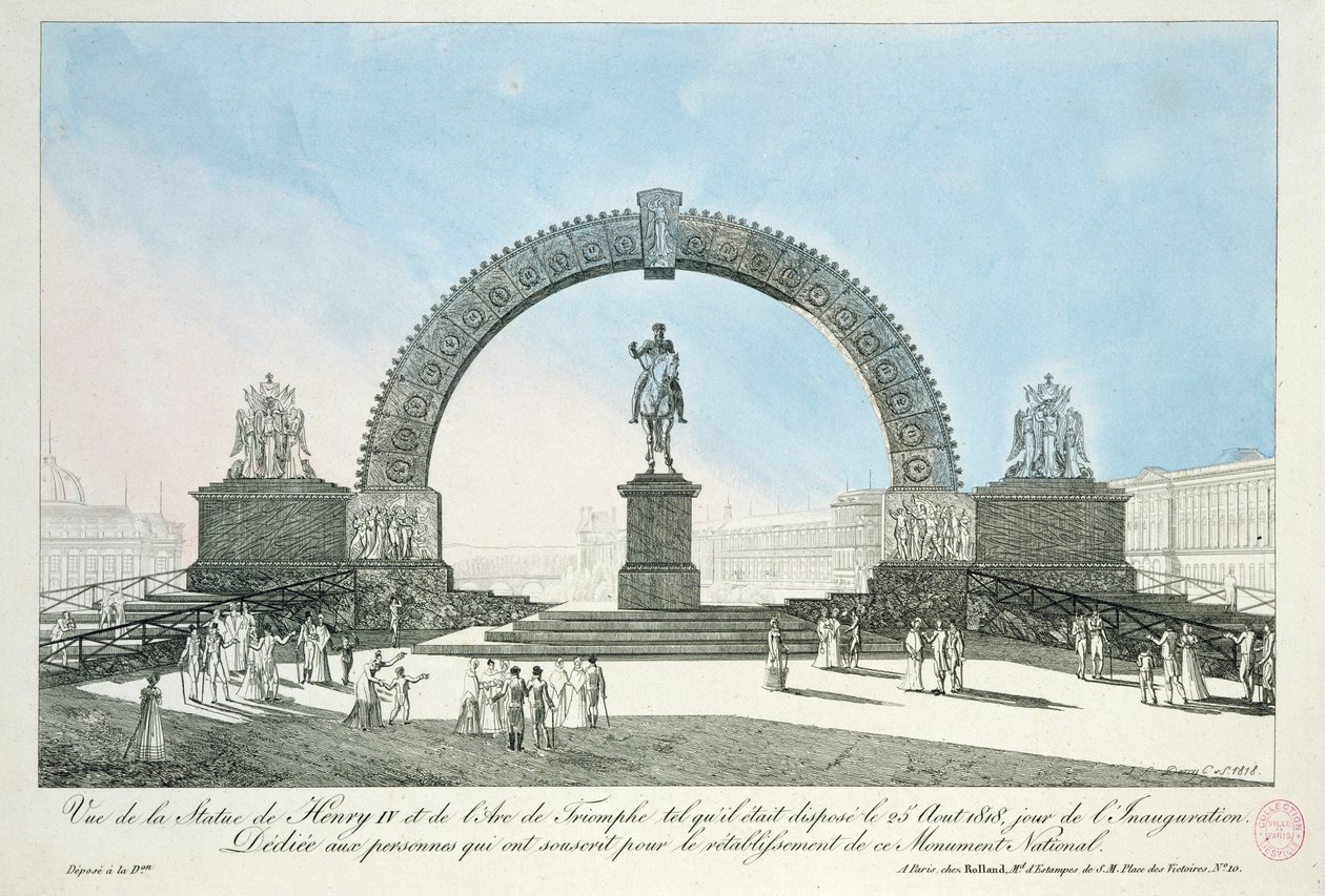 Restaurering av statuen av Henry IV på Pont Neuf, Paris, 25. august 1818 av French School