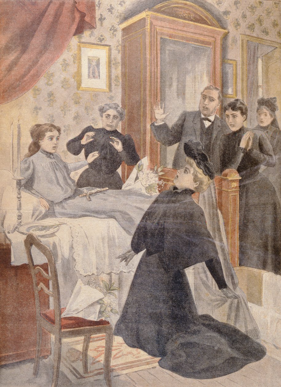 Oppstandelse av en ung jente fra dødsleiet, illustrasjon fra Le Petit Journal, 1902 av French School