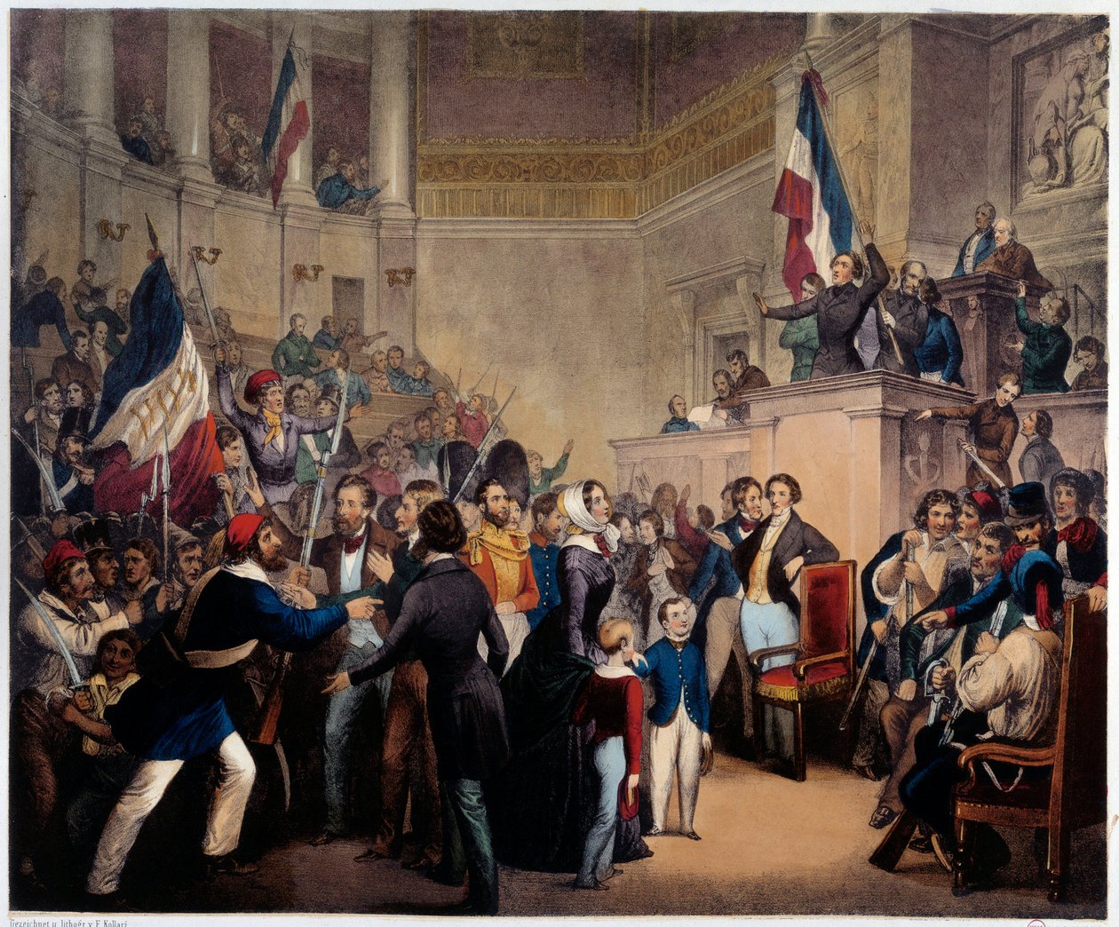 Revolusjonen av 1848. Hertuginnen av Orleans dukker opp i Deputerthuset (nasjonalforsamlingen) med barna sine for å få Regency (24. februar) av French School
