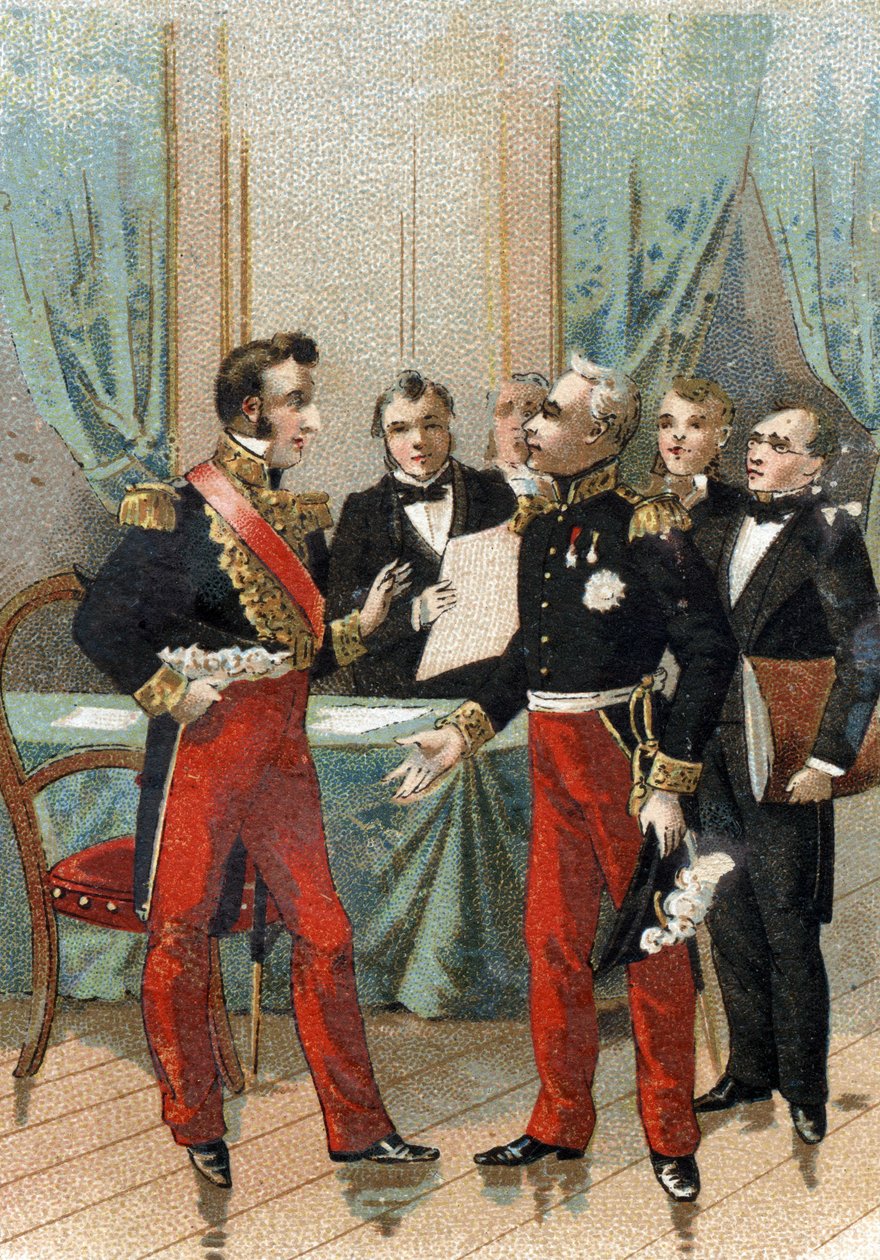 Revolusjonen i juli 1830: "" Du er den beste av republikkene"" setning sagt av La fayette (Lafayette) til hertugen av Orleans, som ble Louis Philippe I (1773-1850), kongen av franskmennene, 26. juli 1830 . av French School