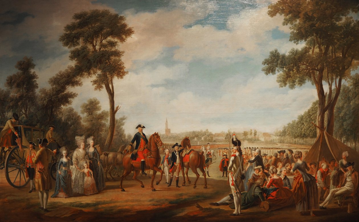 Revy og parade av Regiment of Conde i Strasbourg mellom 1779 og 1781. av French School
