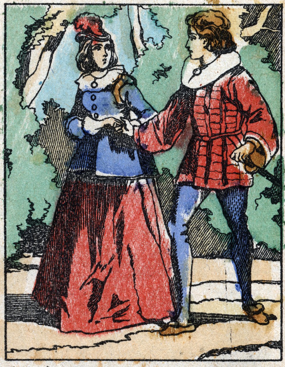 Riquet presents himself to the princess again. Illustration for “” Riquet a la houppe””, tale by Charles Perrault (1628-1703), French writer. Wood engraving of Imaging Pellerin - Epinal, sd. Late 19th century. av French School