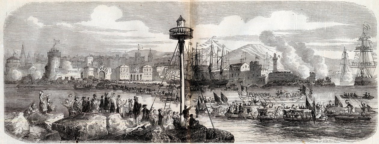 Risorgimento - (Krig mot Østerrike) - Livorno Debarking av en fransk hær kommandert av prins Napoleon (Napoleon Jerome Bonaparte) - 23. mai av French School