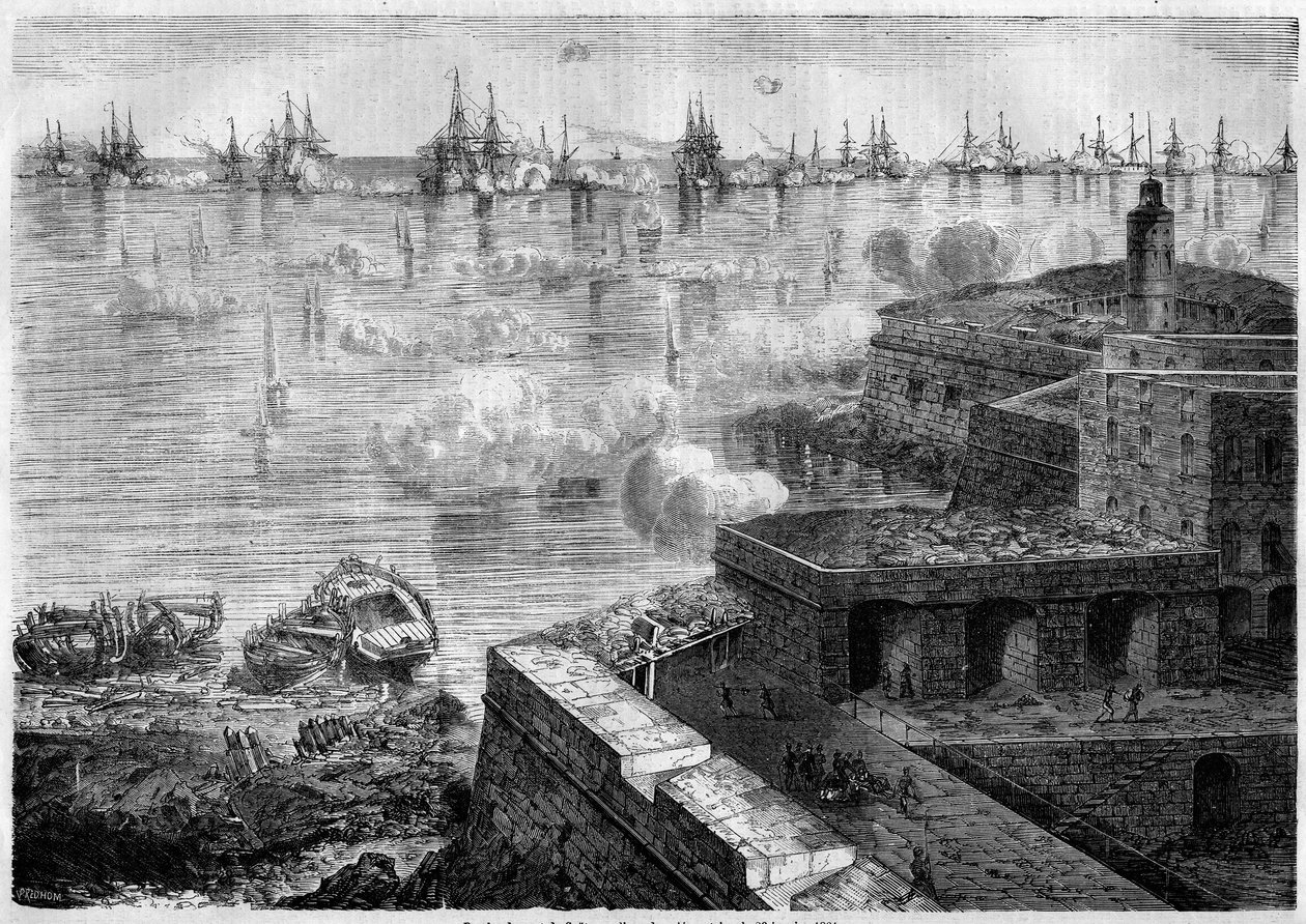 Risorgimento - Expedition of the Thousand or Red Shirts - Siege of Gaete, Italia av French School