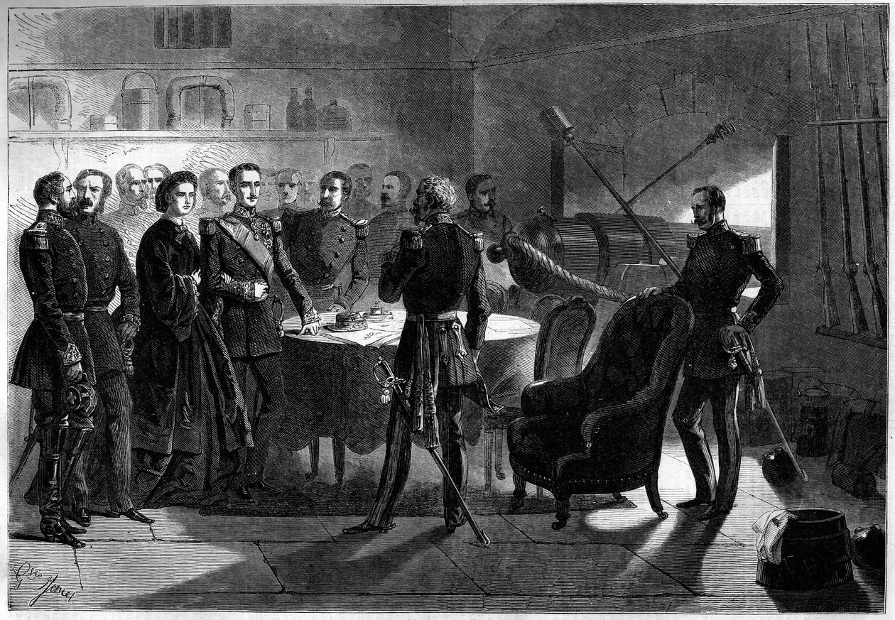 Risorgimento - Expedition of the Thousand or Red Shirts by Giuseppe Garibaldi (1807-1887) - Siege of Gaete, Italy av French School