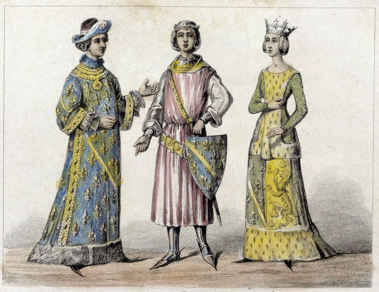 Robert av Frankrike og Beatrice av Burgund, hans kone, konge av Frankrike. av French School