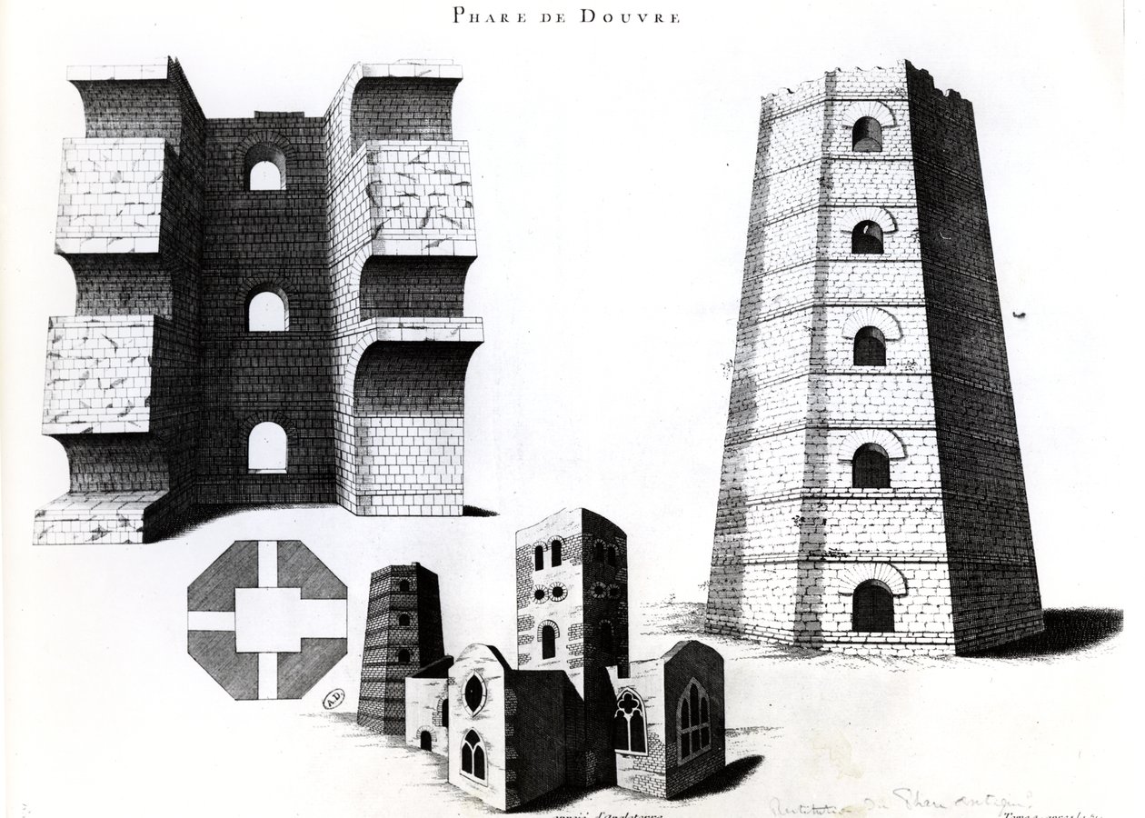Roman Lighthouse and Church of St. Mary-in-Castro i Dover, Kent, England av French School