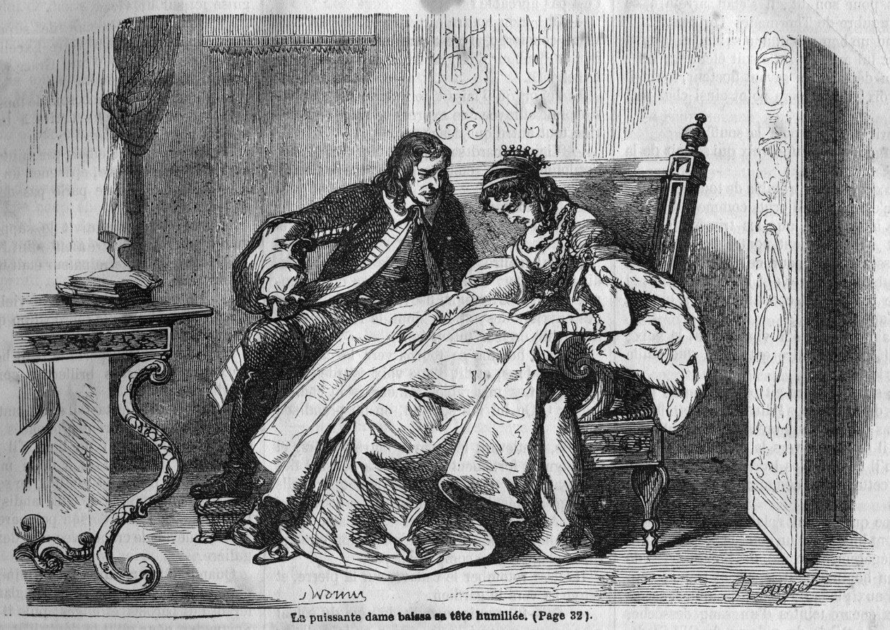 Romersk serie: "The Green Ladies" av George Sand (Aurore Dupin, Baronne Dudevant) (1804-1876). Gravering i "" Les bons romances"" av French School