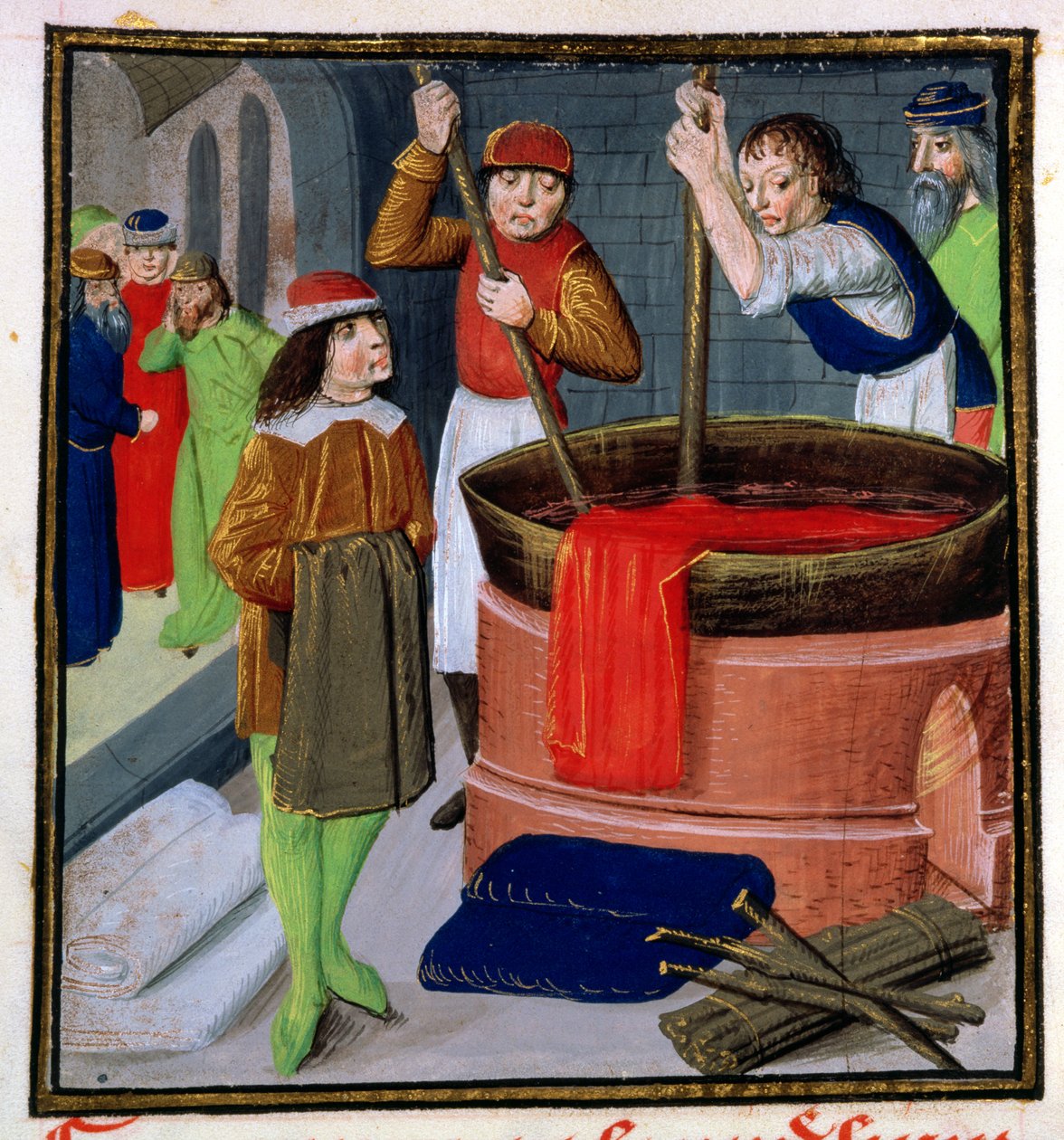 Roy 15 E III f.269 Fargeduk, fra Des Proprietes des Choses av Bartholomeus Anglicus av French School