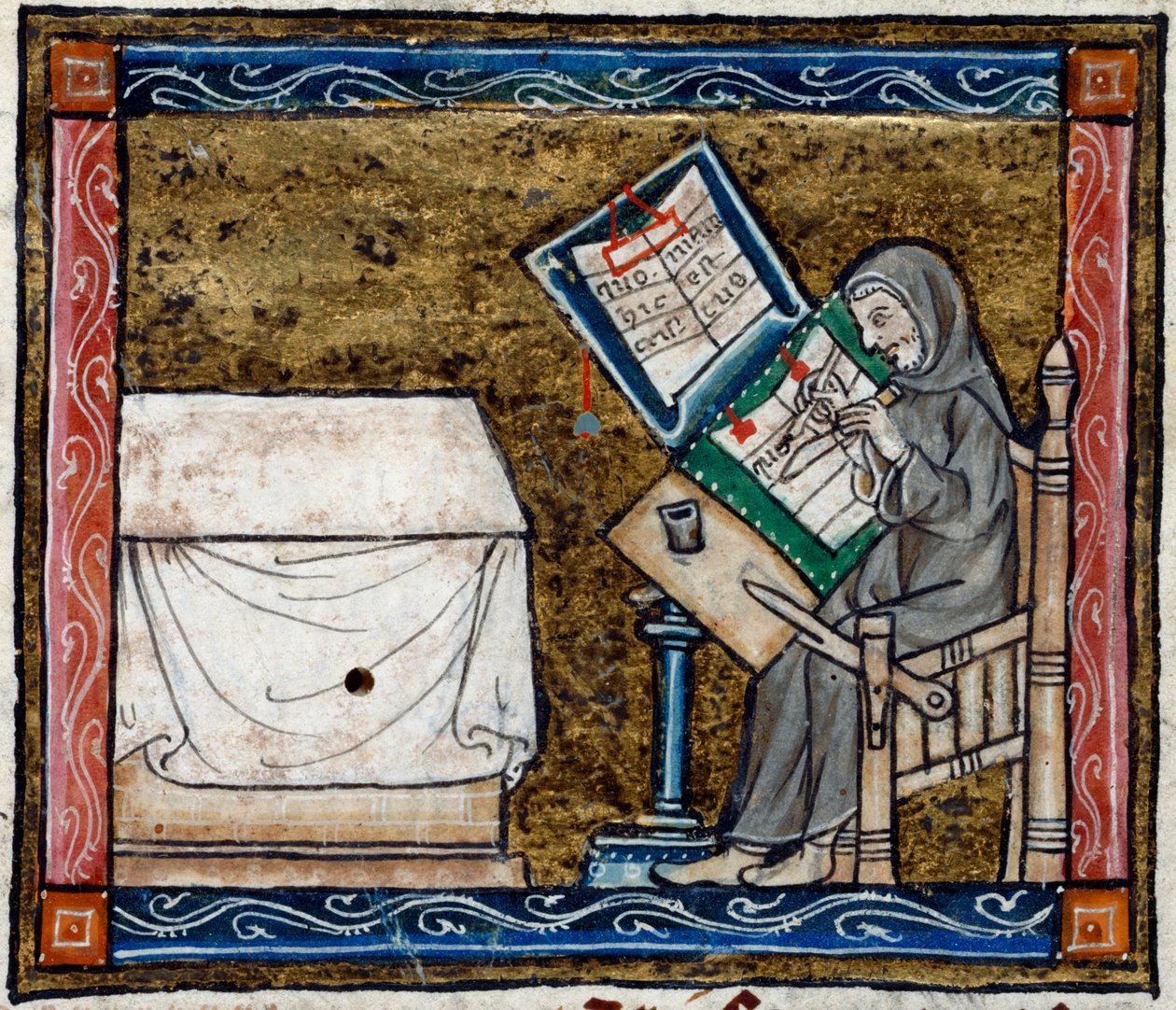 Royal 14 E. III, f.6v Skriverkopiering fra en kopi, illustrasjon fra 