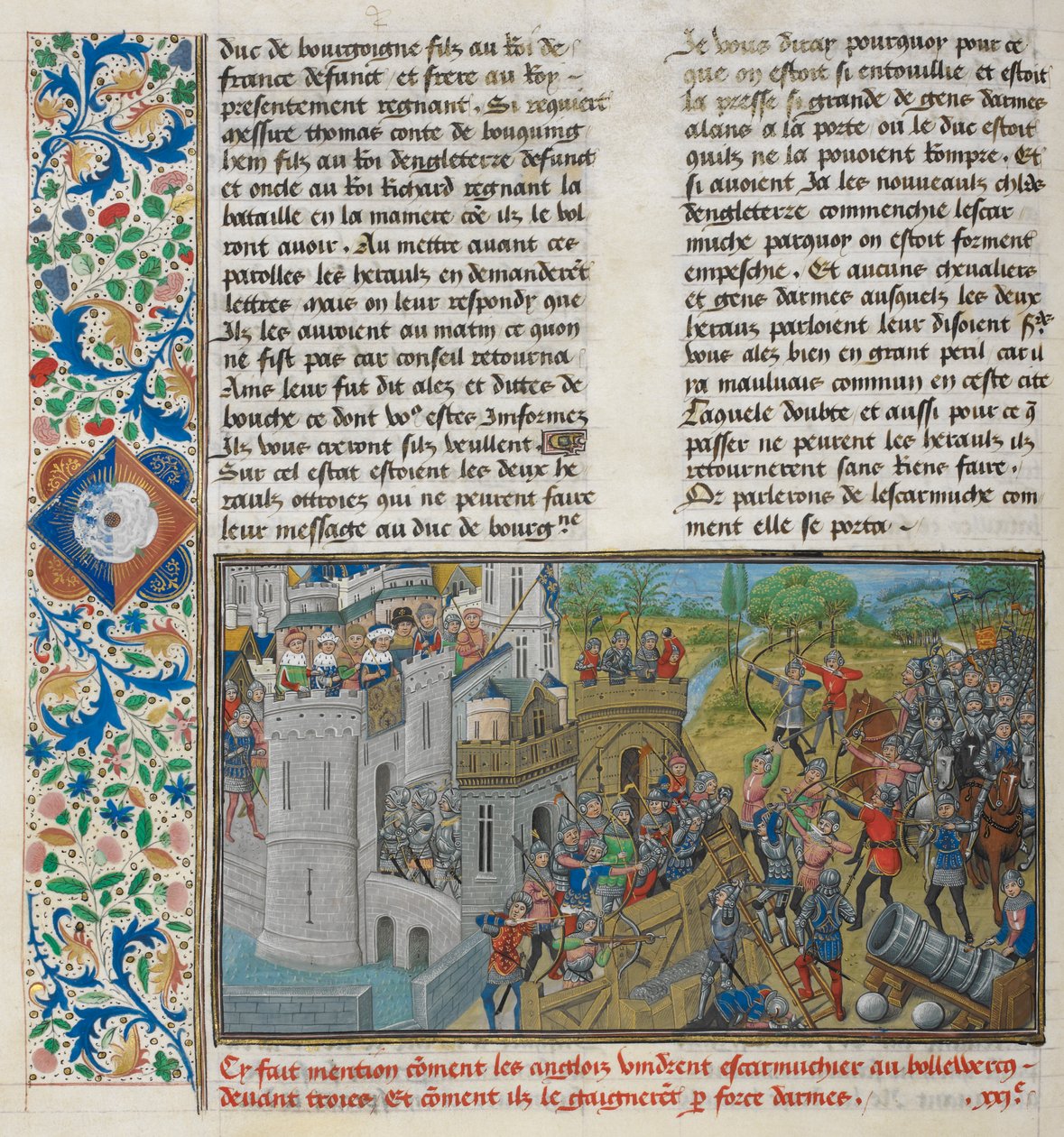 Royal 14 E. IV, f.59v En fangst av en bastion ved Troyes, fra 