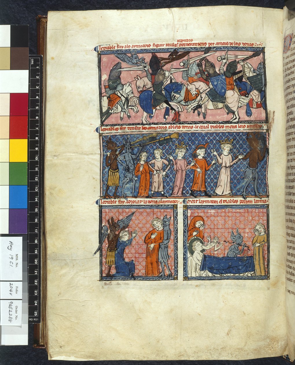 Royal 19 C. 1, f.204v Diabolic Temptations, illustrasjon fra 