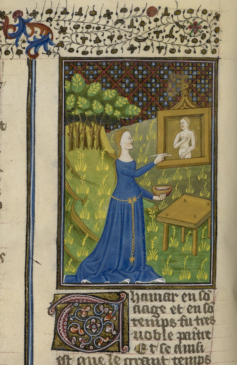 Royal MS 16 G V f.68v Thamar maler gudinnen Diana, fra 