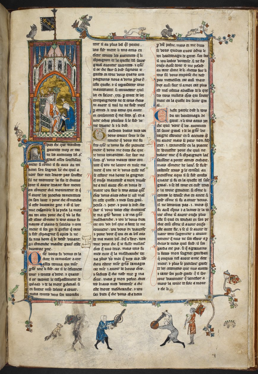 Royal Ms 14 e III f.140r Henry II av England med skriver, illustrasjon fra 