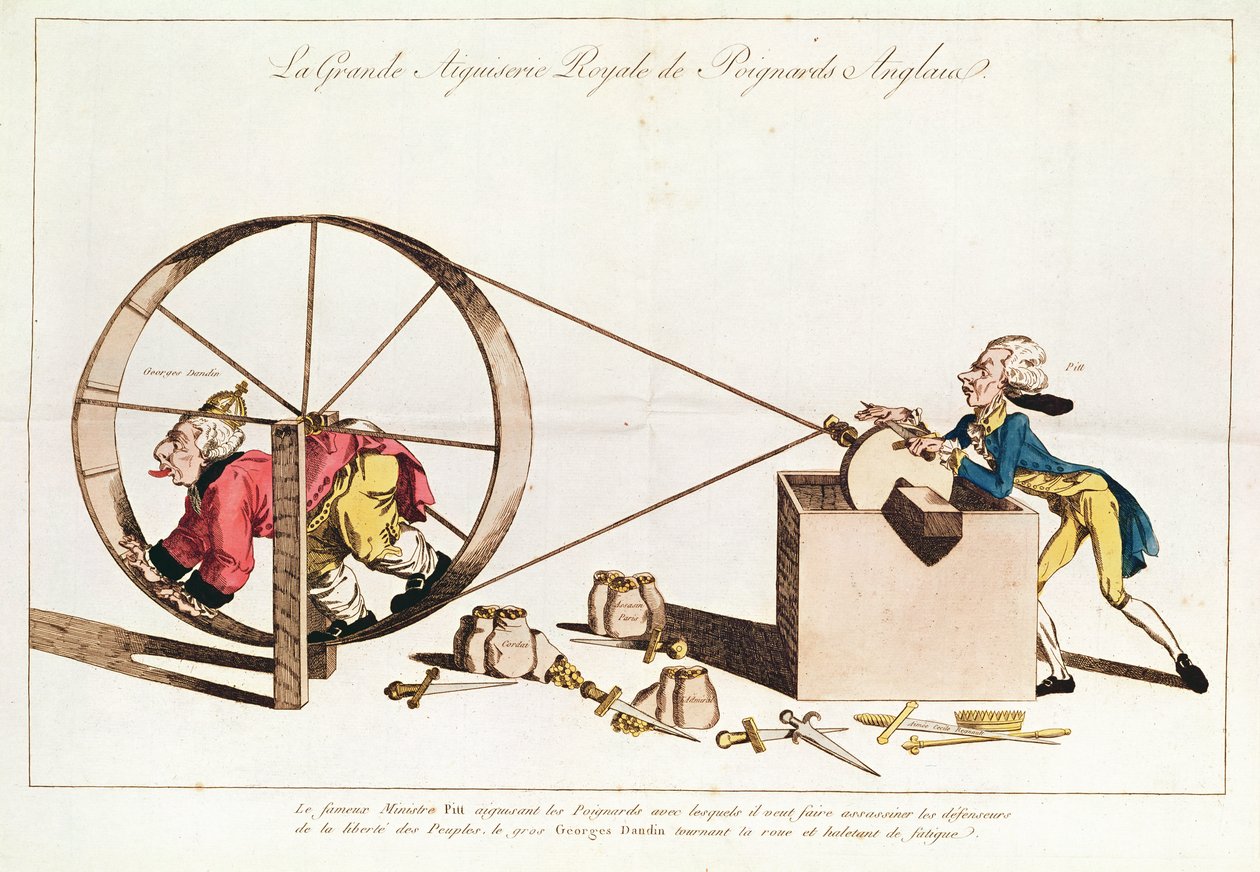 Royal Sharpening Service for Sharpening English Daggers, 1794 (håndfarget etsning) av French School