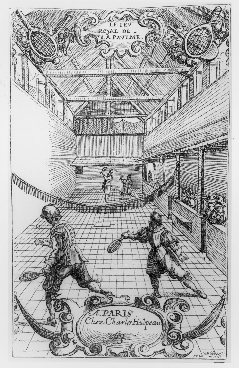 Royal Tennis, frontispice fra Jeu Royal de la Paume, 1632 av French School