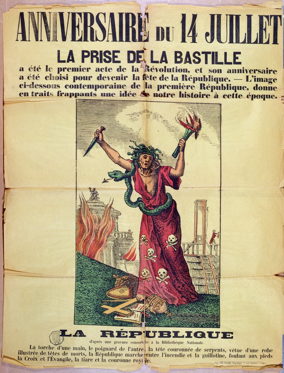 Royalist og katolsk plakat som avviser feiringen av Quatorze Juillet, 1880 av French School