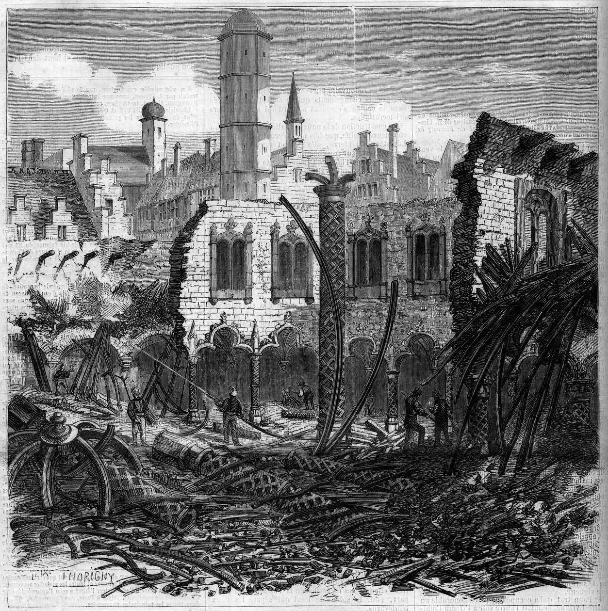 Ruins of the Antwerp Stock Exchange (Belgium) after a fire av French School