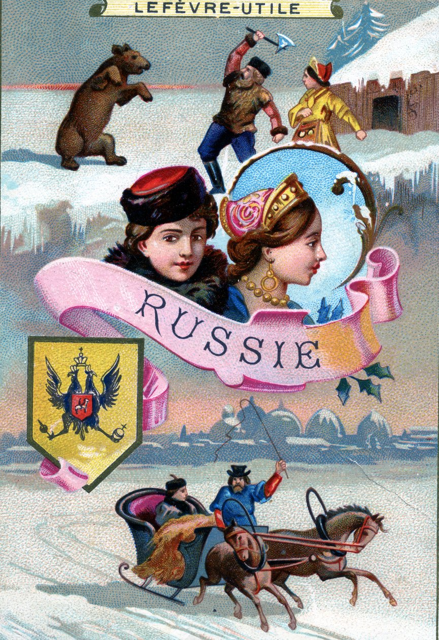 Russland, fra en serie kampanjekort for Lefevre-Utile (LU) kjeks, sent på 1800-tallet av French School
