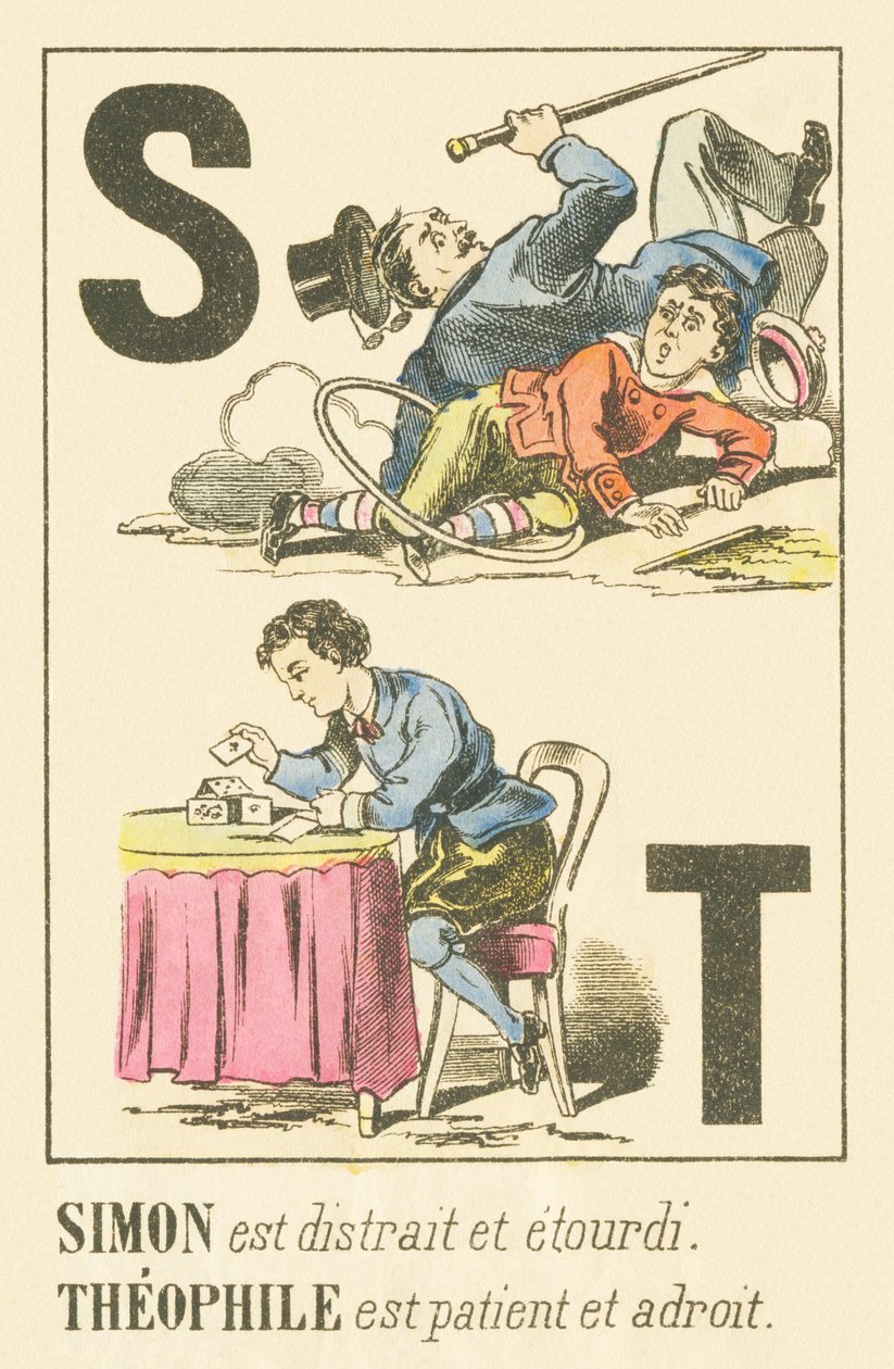 S T: Simon er distrahert og svimmel. Theophile er tålmodig og dyktig av French School