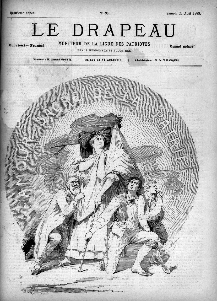 Sacred Love of the Fatherland - cover av "The Flag - Monitor of the League of Patriots" - 22. august av French School