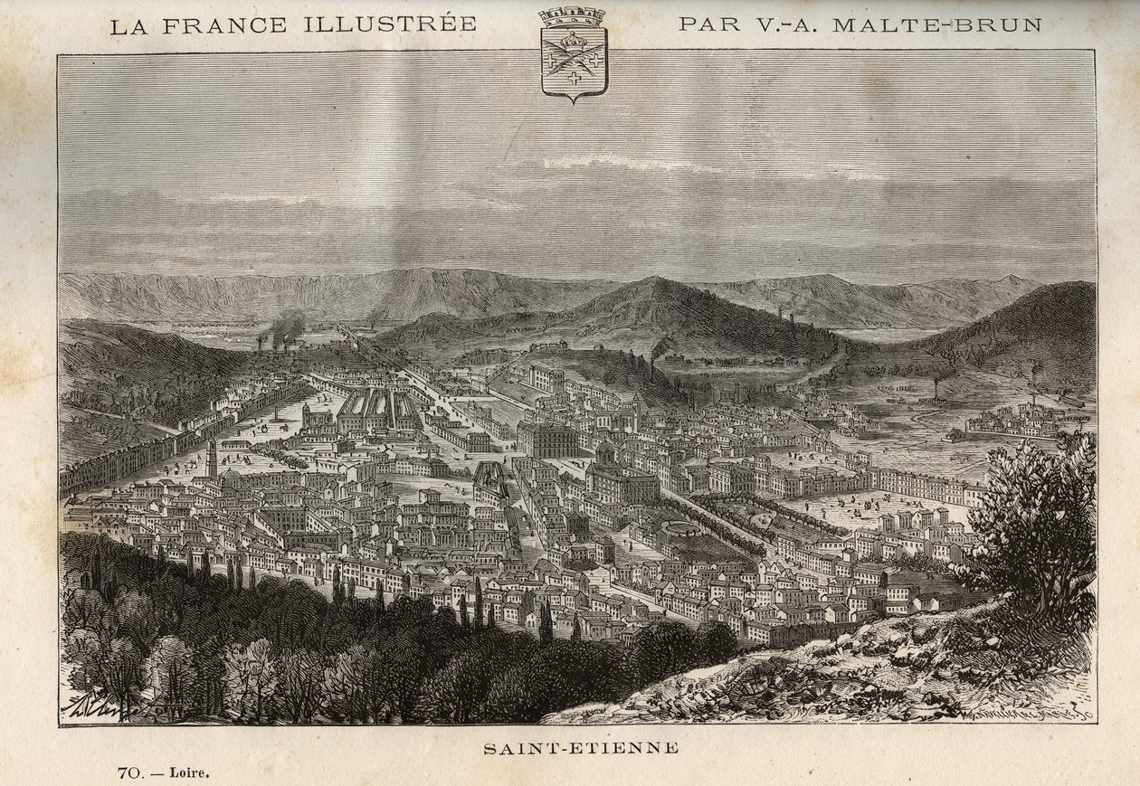 Saint-Etienne (Saint Etienne) - engraving in “” France illustree: geography, history, statistical administration”” by V.-A. Malt-Brown. 1884 av French School