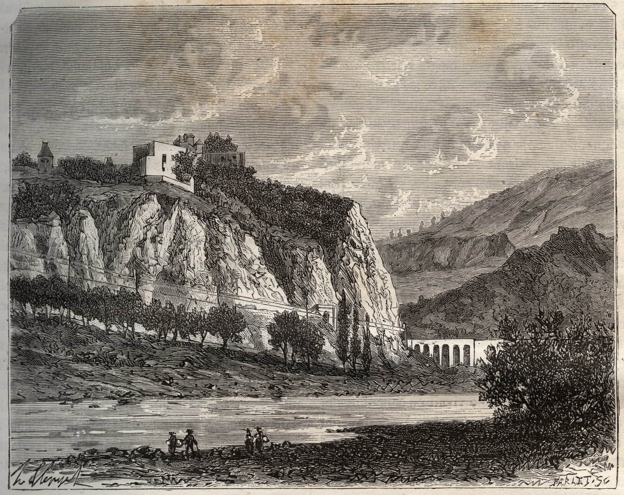 Saint-Paul-en-Cornillon (Saint Paul en Cornillon) - Loire, i Rhone-Alpes-regionen - gravering i "La France illustree: geografi, historie, statistisk administrasjon" av V.-A. Malt-brun. 1884 av French School