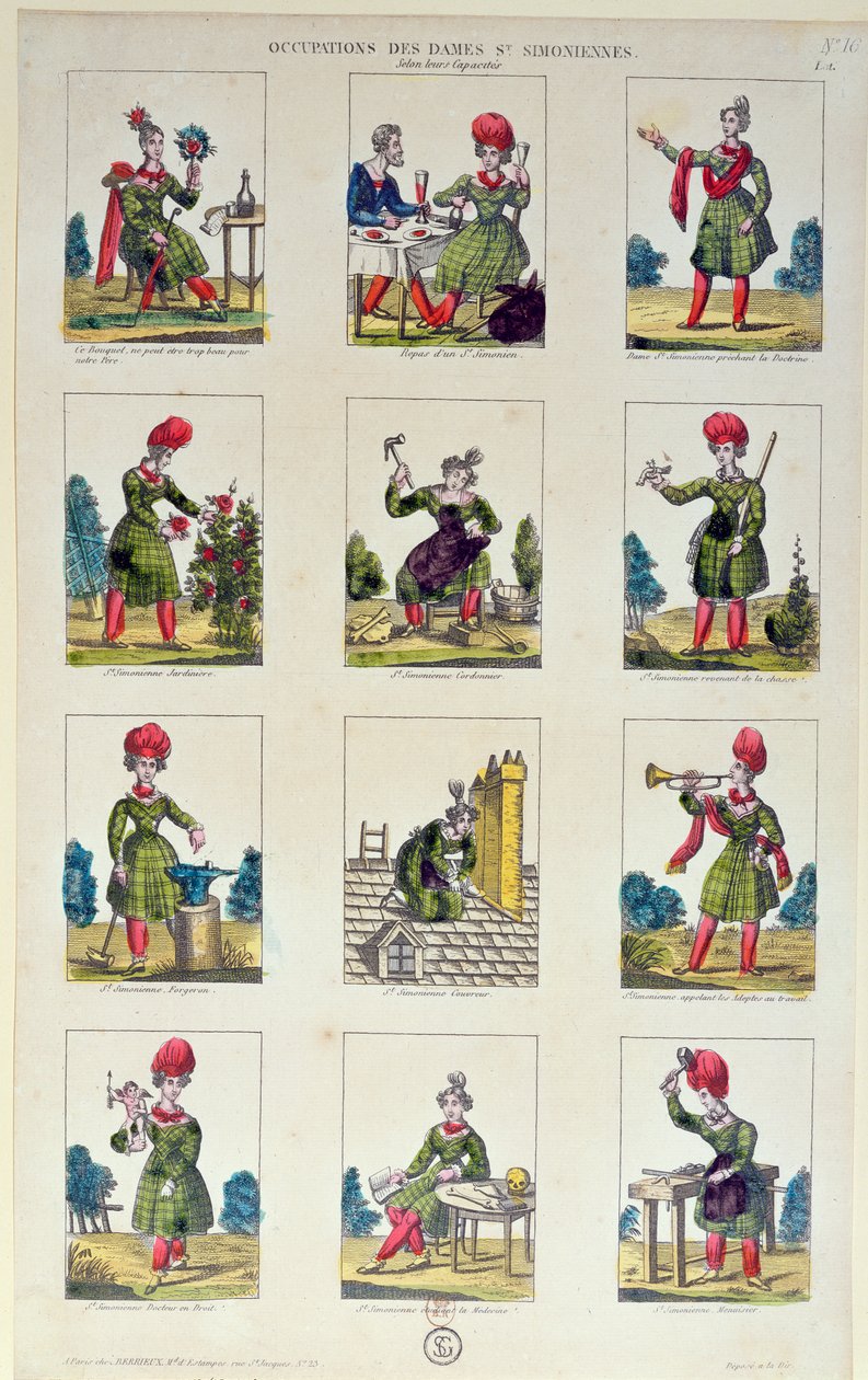 Saint-Simonian Women og deres yrker, ca. 1830 av French School