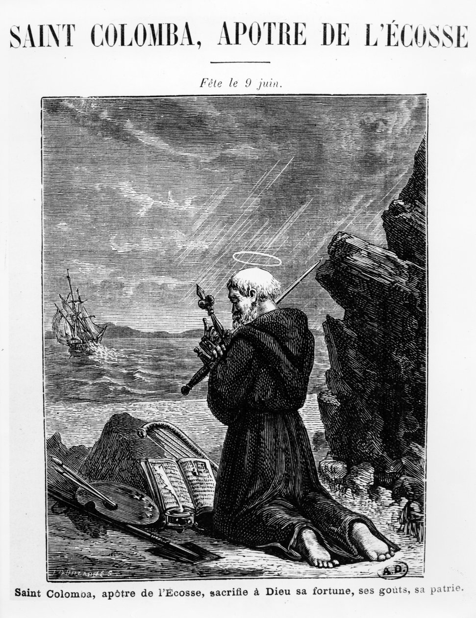 Saint Columba, apostel av Skottland av French School