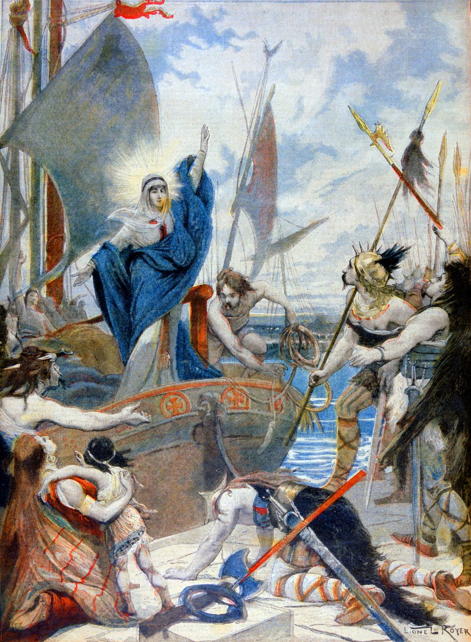 Saint Genevieve og Attila av French School