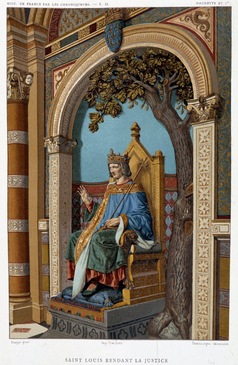 Saint Louis yter rettferdighet - i "The Chroniclers of the History of France from the Origins to the 16th Century" av Mme de Witt, Paris av French School