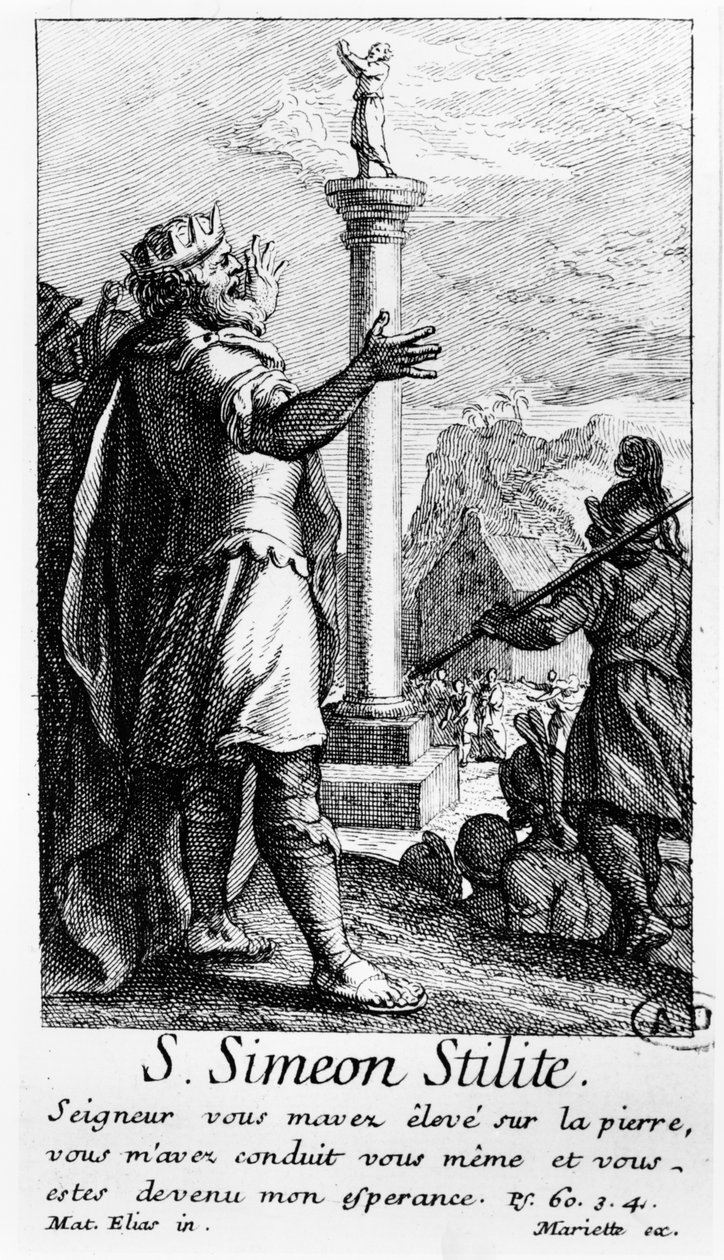 Saint Simeon Stylite på sin søyle av French School
