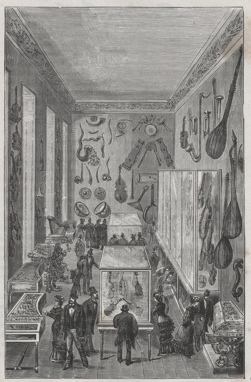 Hall of the National Conservatory of Music Museum of Paris - Gravering i "Sciences à la range de tous - fysikk og populær kjemi"" av Alexis Clerc - Slutten av 1800-tallet - Privat samling av French School