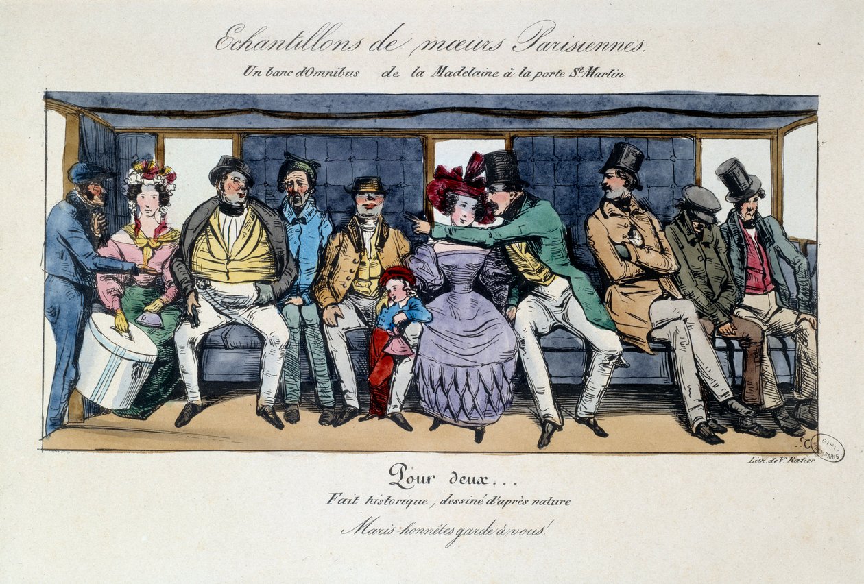 Eksempel på parisisk moral: en benk med omnibus fra Madeleine ved Saint Martin