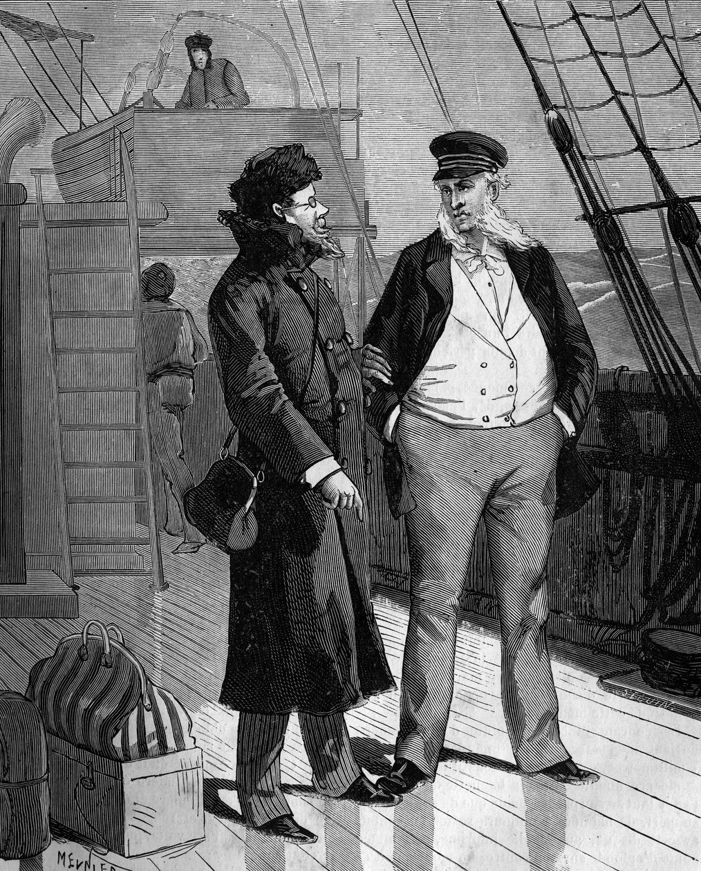 Samuel Finley Breese Morse (1791-1872), amerikansk maler og fysiker, snakket, da han kom tilbake til USA, med kapteinen på skipet, om ideen hans om en elektrisk telegraf. i "Populær vitenskapshistorie, oppfinnelser og oppdagelser fra av French School