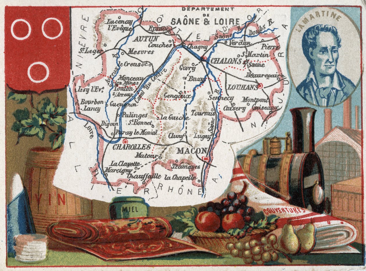 Saone et Loire (Saone-et-Loire, 71), Burgundy, France. Portrait of Alphonse de Lamartine (Alphonse Marie Louis de Prat de Lamartine av French School