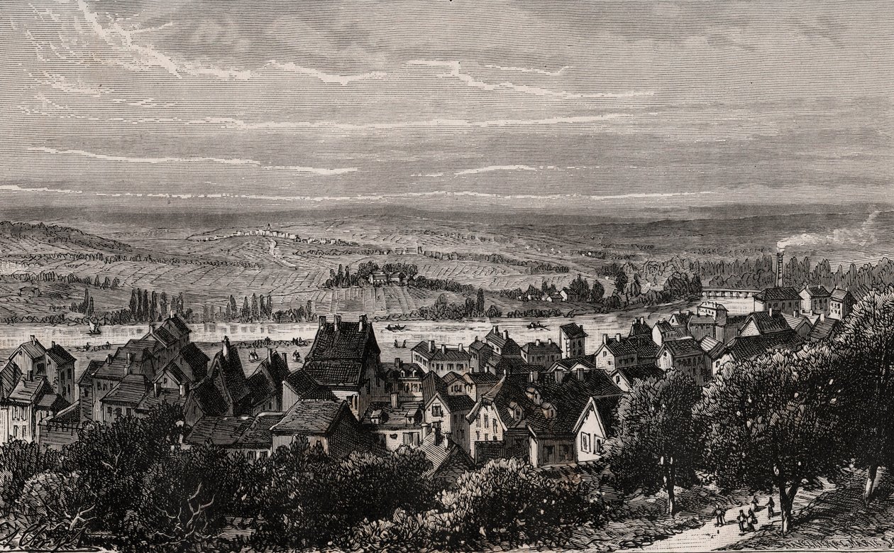 Sarreguemines - Moselle - gravering i "La France illustrée: geografi, historie, statistisk administrasjon" av V.A. Malt-Brown. 1884 av French School