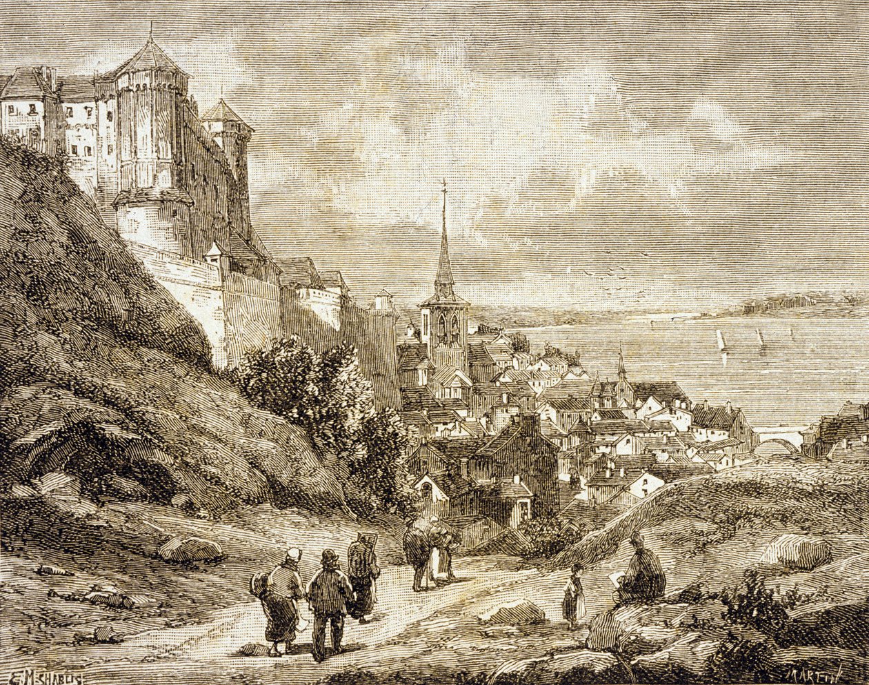 Saumur, Frankrike (gravering) av French School