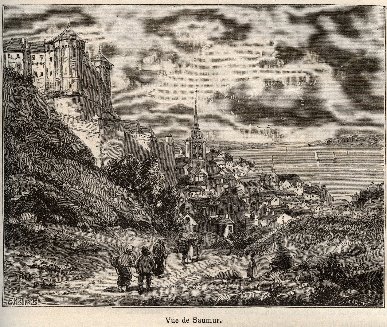 Saumur-avdelingen i Maine-et-Loire, i regionen Pays de la Loire - gravering i "Frankrike illustree: geografi, historie, statistisk administrasjon" av V.-A. Malt-brun. 1884 av French School