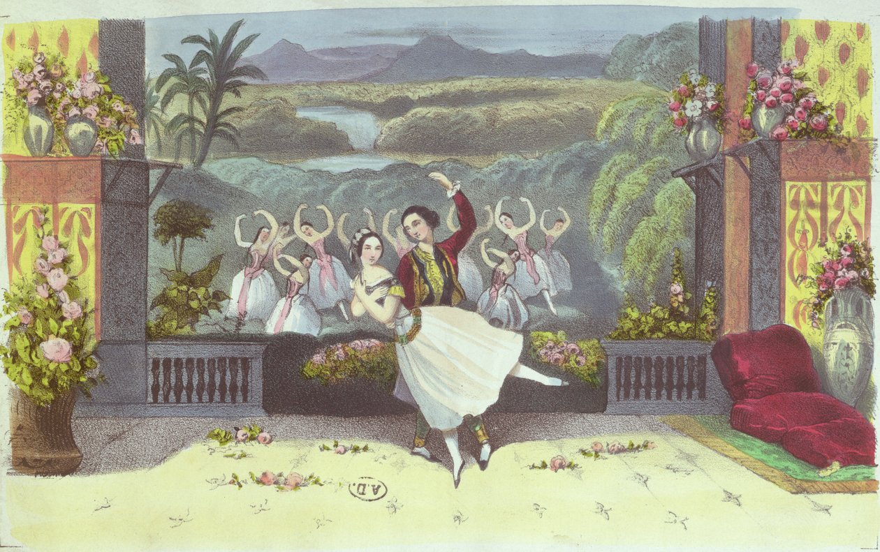 Scene fra La Peri av Jean Coralli (1779-1854) og Theophile Gautier (1811-72) 1843 av French School
