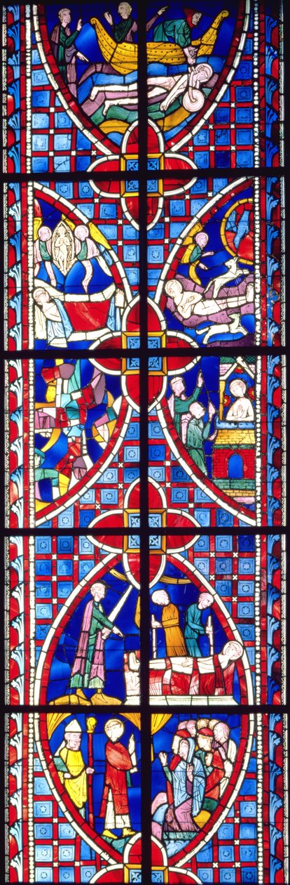 Scene fra livet til St. Vincent, 1245-7 (farget og malt glass) av French School