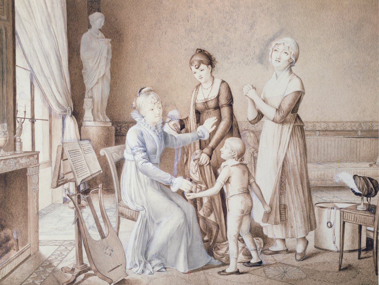 Scene of Family Life, begynnelsen av det nittende århundre av French School