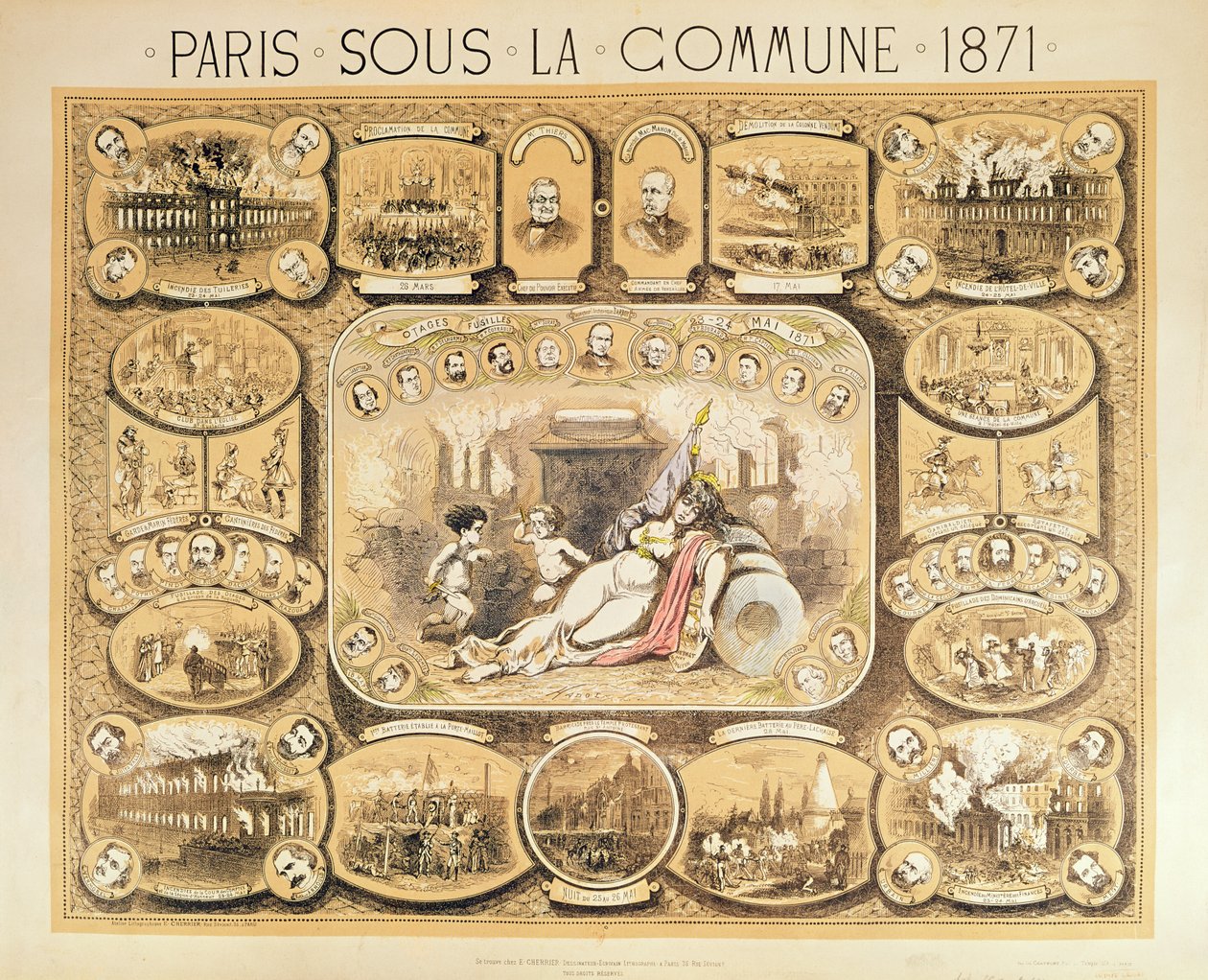 Scener fra Paris-kommunen, 1871 av French School