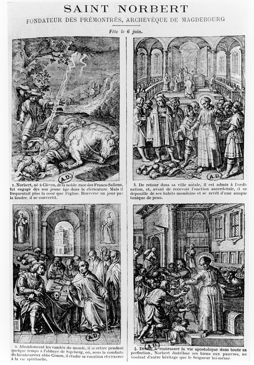Scener fra livet til Saint Norbert, grunnleggeren av den premonstratensiske kanonordenen av French School