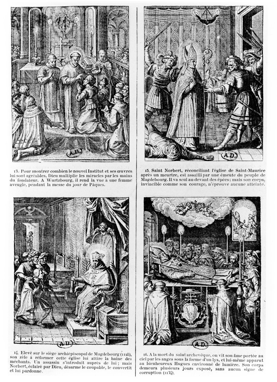 Scener fra livet til Saint Norbert, grunnleggeren av den premonstratensiske kanonordenen av French School