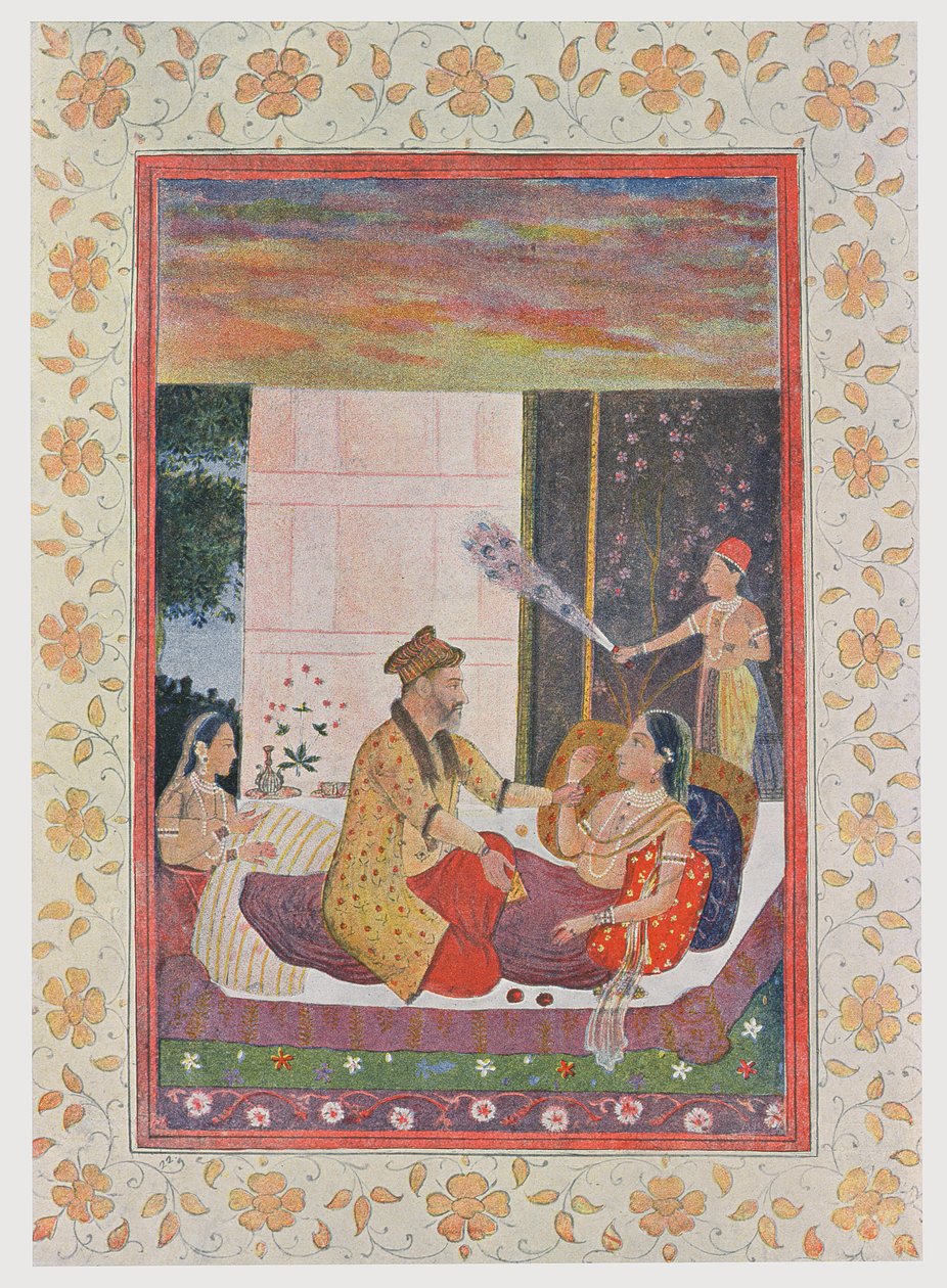 Scheherazade Seized by the King, illustrasjon fra The Arabian Nights, 1895 (fargegravering) av French School