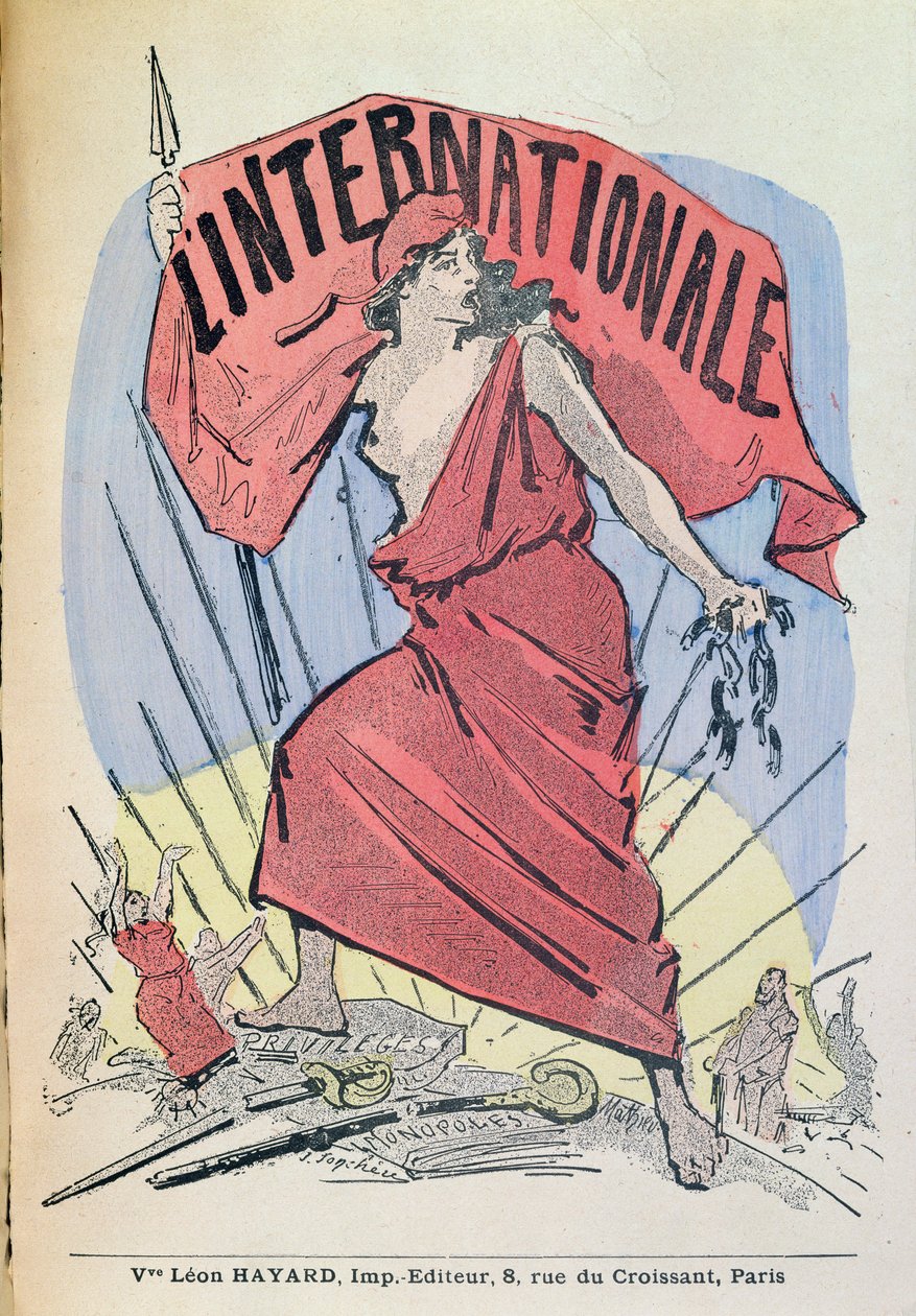 Partitur for sangen LInternationale, ca. 1900 (fargegravering) av French School