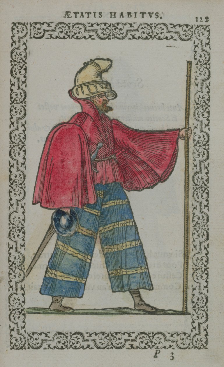 Skotsk mann i innfødt kostyme, fra Costumes du Monde, utgitt i Antwerpen, 1572 (farget tregravering) av French School