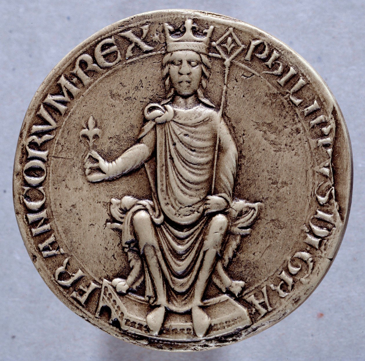 Segl til kong Filip II dit Philippe Augustus (1165-1223) Paris fra 1200-tallet, Archives Nationales av French School
