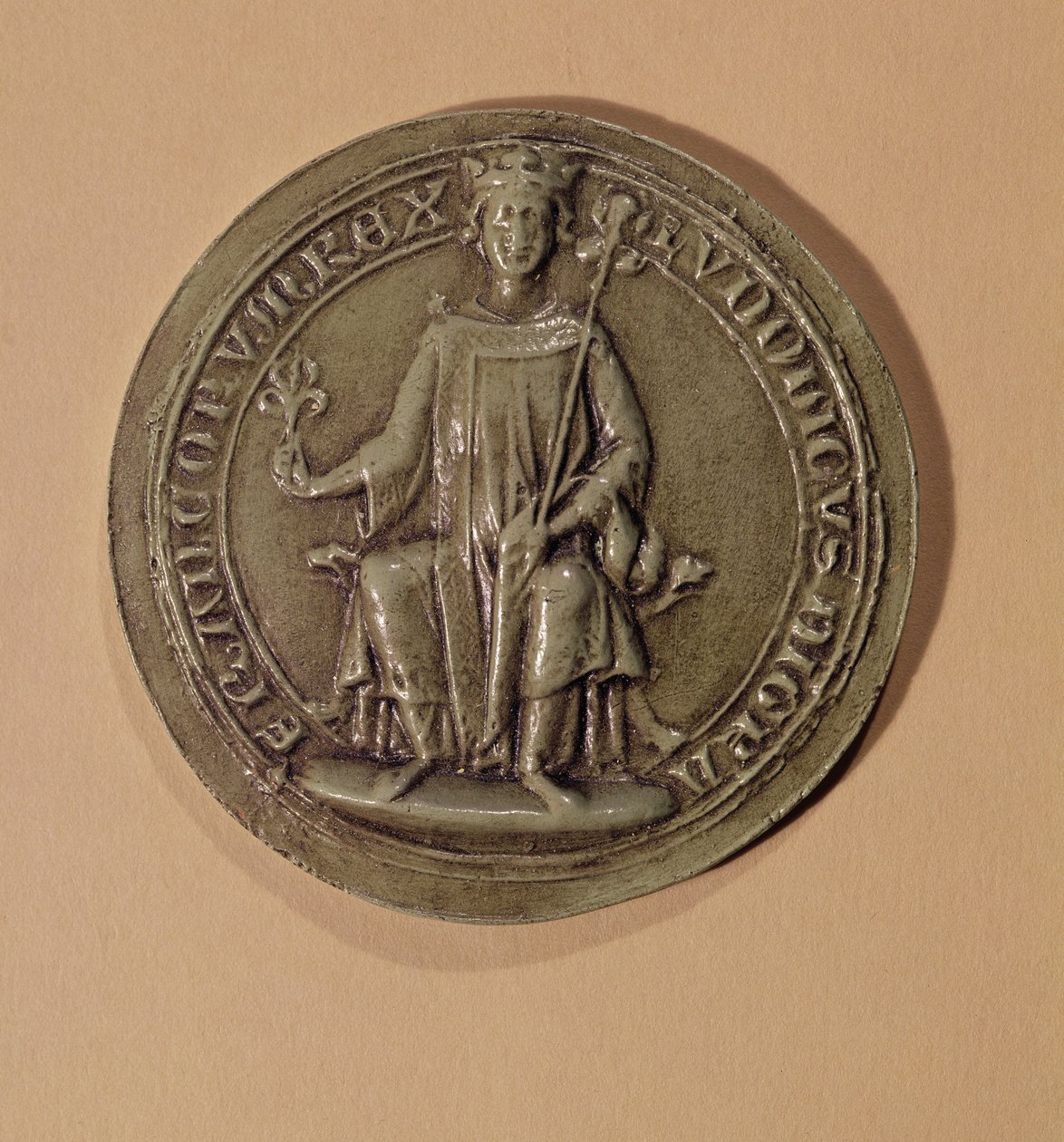 Segl av Ludvig IX (1214-70) med et septer og en fleur de lys, ca. 1252 av French School